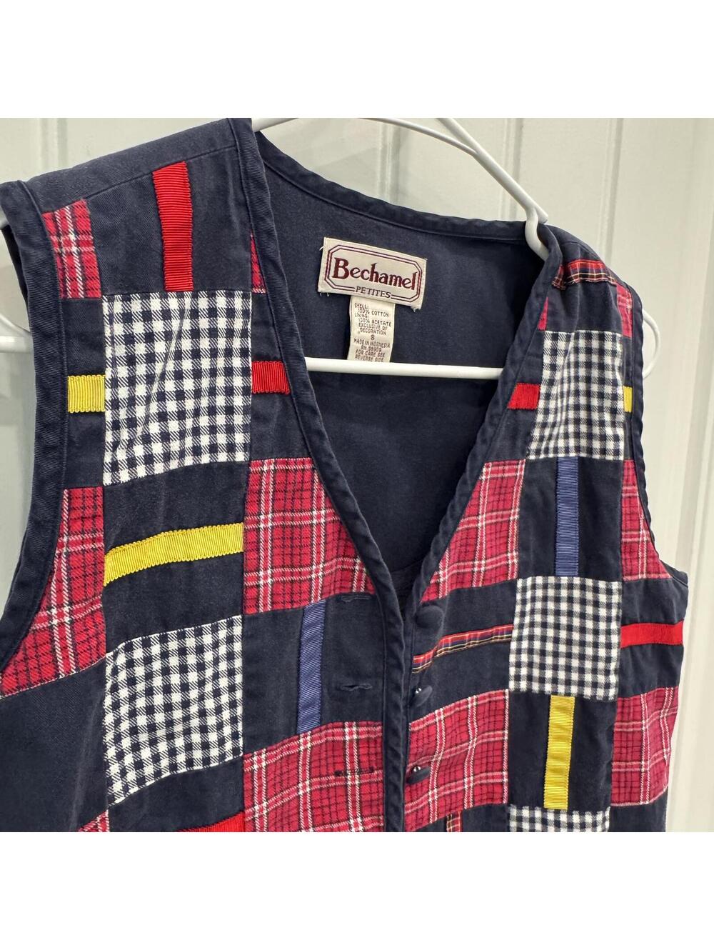 VTG Bechamel Petites Small Patchwork Button-Up Vest *Flaw*